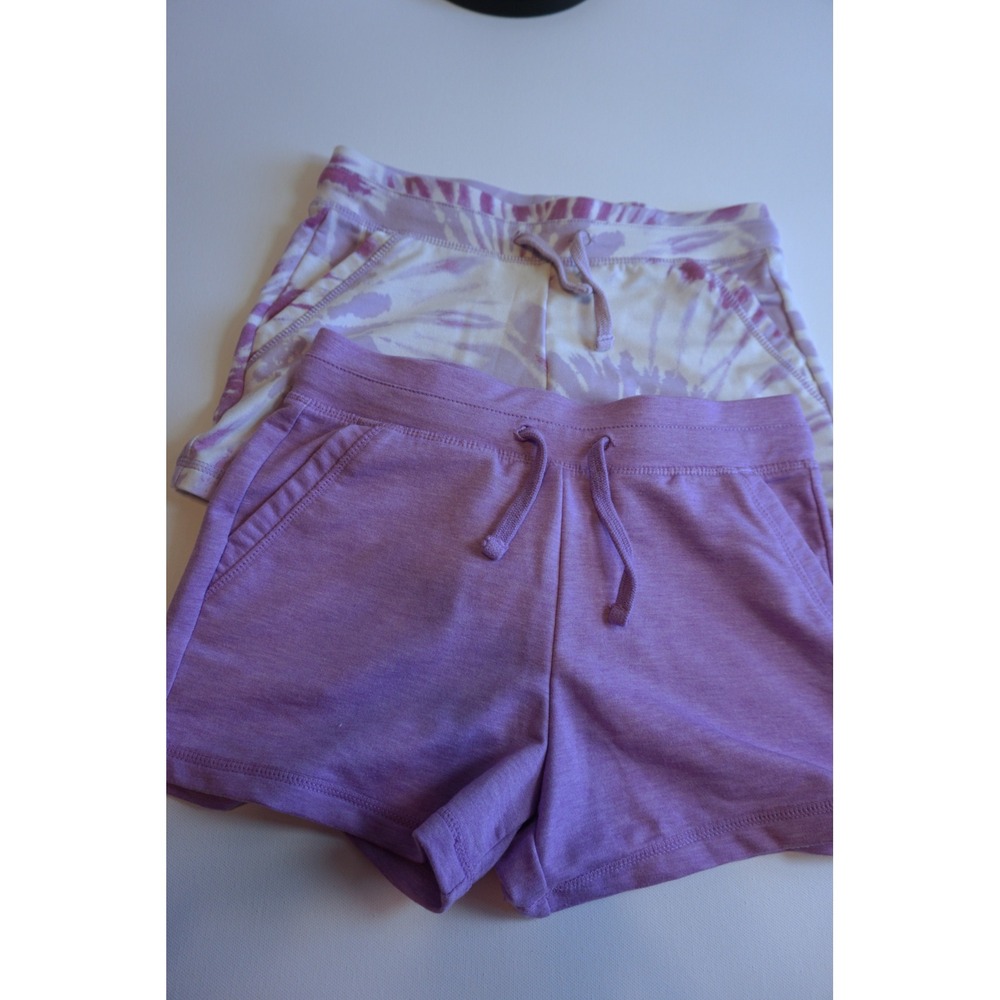 32 Degrees Cool Girls 2 Pack Shorts Set Purple Tie Dye Solid Size S 7-8 Active